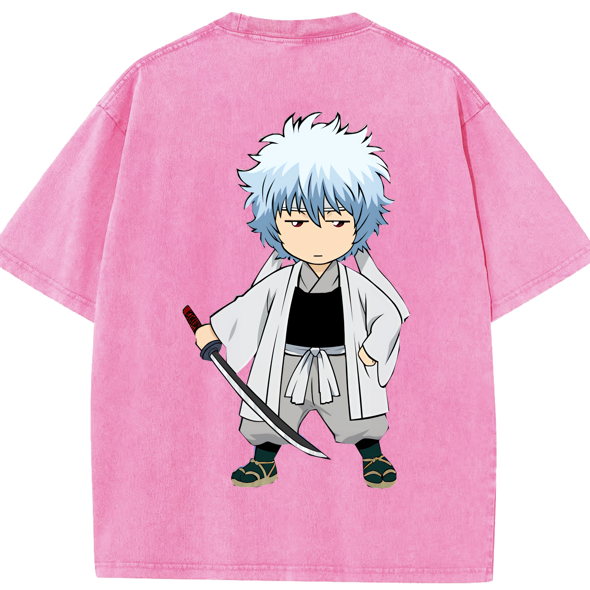 （画像用） ぎんたま 坂田銀時（さかたぎんとき） 神楽 志村新八（しむら しんぱち） GINTAMA Sakata Gintoki Kagura Shimura Shinpachi 綿100% ヴィンテージ風 半袖Tシャツ（背面プリント）
